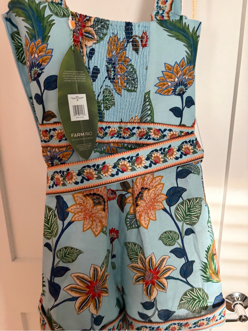 Light Blue Floral Farm Rio Romper - Picture 3 of 3
